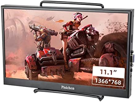 Pisichen 11.1 Pollici Monitor Portatile, HD 1366×768 LED Monitor Portatile con porta HDMI e VGA, 60Hz, 5ms tempo di risposta, CCTV Piccolo Monitor per Laptop PS3 PS4 Xbox Ones PC