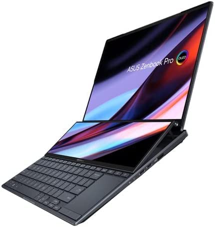 ASUS ZENBOOK PRO DUO UX8402ZA, 14.5″ OLED 2880X1800 PANTONE, SCREENPAD PLUS 12,7″ TOUCH SCREEN, INTEL CORE I7-12700H, 16 GB DDR5, SSD 1 TB PCI-EX, WINDOWS 11 PROF., WIFI 6, WEBCAM, TAST. RETR.