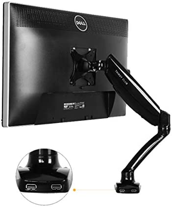 Supporto girevole e regolabile da scrivania per monitor del computer, braccio di supporto con staffa di supporto nero Black 2 USB ports