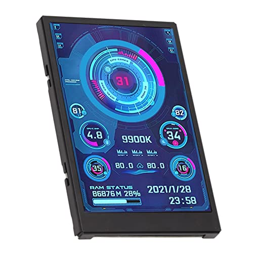 Monitor Temperatura Computer da 3,5 Pollici, Mini Schermo USB IPS per PC CPU RAM HDD Data Monitor, Schermo Secondario per PC con Rotazione a 360°, Solo per Windows, Interfaccia di Tipo C