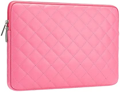 MicaYoung Custodia per Laptop 13 Pollici Antiurto Impermeabile Pelle PU Borsa Con Motivo a Diamante Compatibile con 13,3 MacBook Air Pro A1369 A1466 A1278 A1425 A1502 Chromebook Notebook, Fucsia