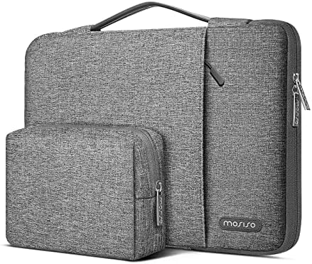 MOSISO 360 Protettivo Laptop Sleeve Compatibile con MacBook Air/PRO 13, 13-13,3 Pollici Notebook, PRO 14 Pollici 2021 2022 M1 A2442, Verticale Borsa con Piccola Custodia&Cintura Trolley, Grigio