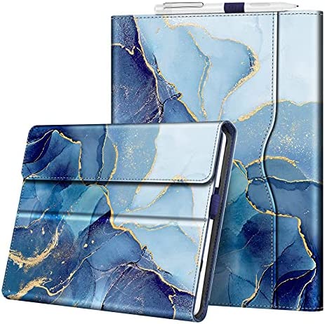 FINTIE Custodia per Microsoft Surface Go 3 (2021) / Go 2 (2020) / Go (2018) 10 Pollici Tablet – [Multi-angli] Portfolio Business Cover con Tasca, Compatibile con Tastiera Type Cover, Ocean Marble