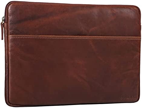 STILORD ‘Murphy’ Custodia Computer 15.6 Pollici in Pelle Laptop Sleeve Vintage Case Cover per MacBook 16 pollici e Portatile 15 pollici Portadocumenti A4, Colore:porto – cognac