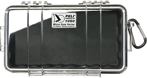 PELI 1060 Micro Valigia protettiva per piccoli articoli, Impermeabile e a prova di polvere con grado di protezione IP67, Capacità di 1,3L, Prodotto in USA, Colore Trasparente/Nero