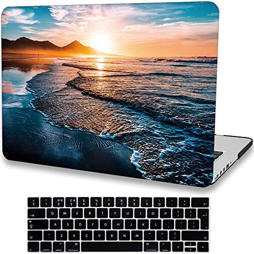 AMCJJ Custodia Rigida Compatibile con MacBook Pro 16 Pollici 2021 2022 Release A2485 M1 Pro/M1 Max Chip con Touch ID,Plastica Case Cover & EU Tastiera Cover, Tramonto Sulla Spiaggia