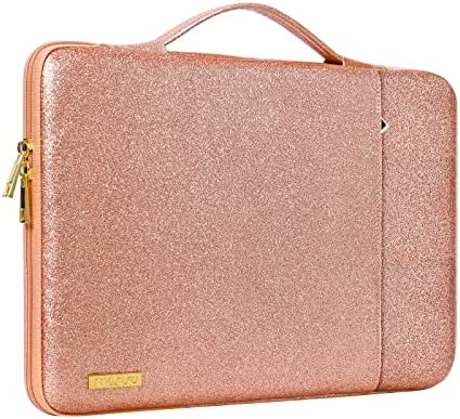 MOSISO Laptop Sleeve Compatibile con MacBook PRO 16 2021 2022 M1 A2485/2019-2020 A2141/Pro Retina 15 A1398, 15-15,6 Notebook, Borsa Verticale in Pelle PU Impermeabile con Tasca e Cintura, Oro Rosa