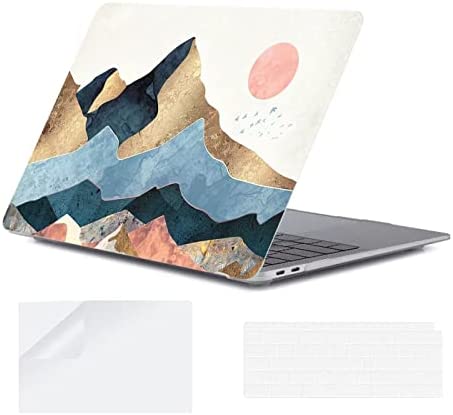 YOPAS Custodia per MacBook Air 13 pollici 2020 2019 2018 Cover M1 A2337 A2179 A1932, Plastica Custodia MacBook Air 13 M1 Cover Case per Mac Air 13 pollici con Copritastiera in Silicone, Montagna