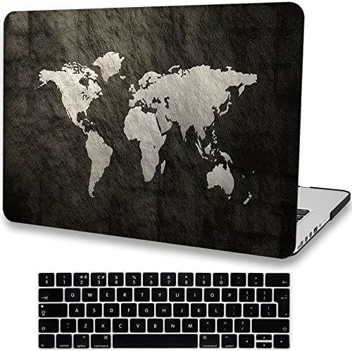 AMCJJ Custodia Rigida Compatibile con MacBook Pro 13 Pollici 2020 2021 Release M1 A2338/A2289/A2251 con Touch Bar e Touch ID ,Plastica Case Cover & EU Tastiera Cover, Mappa del Mondo Nero