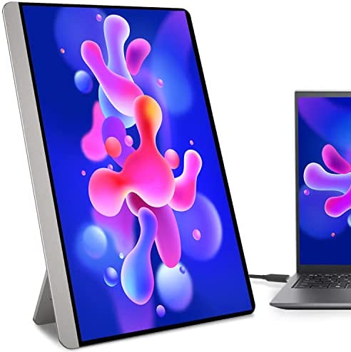 AYY Monitor portatile per laptop 16.1 Pollice 1080P FHD IPS FreeSync Viaggio Secondo Monitor con Kickstand Dual Type-C Mini HDMI Doppi Altoparlanti per laptop PC Mac Surface Xbox PS4 Switch Phone