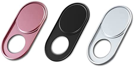 JeoPoom Copri Webcam[3 Pezzi], 18 * 9 * 0.7mm Metallo Ovale Forma Mini Camera Cover, Webcam Cover Slider per Laptop, Computer, Smartphone, Tablet, per Proteggere la Tua Privacy(Nero, Argento, Rosa)