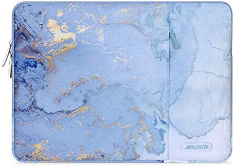 MOSISO Laptop Sleeve Compatibile con MacBook PRO 14 2023-2021 A2779 M2 A2442 M1, Compatibile con MacBook Air/PRO Retina,13-13,3 Pollici Notebook, Verticale Acquerello Marmo Borsa con Tasca, Blu