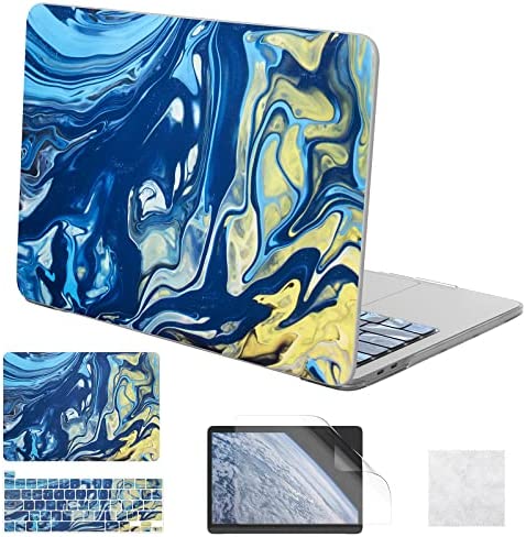 MoKo Custodia Protettiva Compatibile con MacBook Pro 13 Pollici 2022 2021 2020 Release A2338 M1/A2289/A2251, Protezione Tastiera, Anti Surriscaldamento, Protezione per Laptop, Marmo Blu