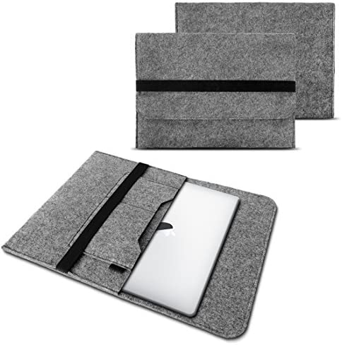 NAUC Custodia protettiva in feltro per tablet e notebook, compatibile con Samsung Apple Asus Medion Lenovo, colori: grigio, dimensioni: 15 – 15,6 pollici