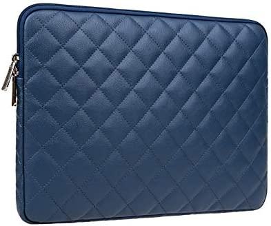 RAINYEAR 15,6 Pollici Custodia Protettiva per Laptop PC Computer Sleeve Antiurto Impermeabile Caso Synthetic PU Leather Borsa Con Motivo a Diamante,Compatibile 15,6″ Chromebook Notebook,Blu Navy