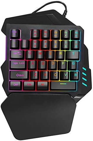 Goshyda USB cablata 35 Tasti Tastiera da Gioco Meccanica a Una Mano Mini Tastiera multimediale E-Sport Professionale con luci Colorate