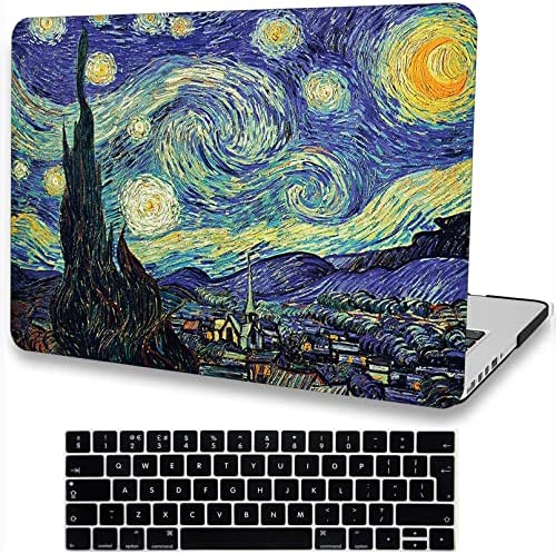 AMCJJ Custodia Rigida Compatibile con MacBook Pro 13 Pollici 2020 2021 Release M1 A2338/A2289/A2251 con Touch Bar e Touch ID ,Plastica Case Cover & EU Tastiera Cover, Notte Stellata