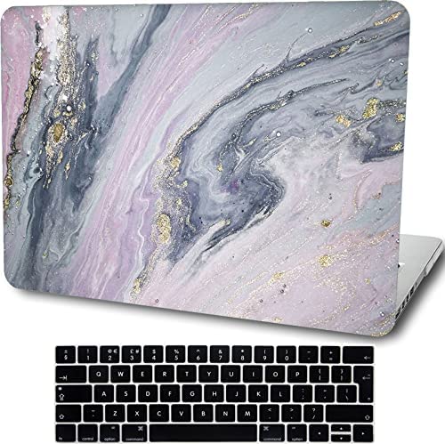 AMCJJ Custodia Rigida Compatibile con MacBook Pro 13 Pollici 2020 2021 Release M1 A2338/A2289/A2251 con Touch Bar e Touch ID,Plastica Case Cover & EU Tastiera Cover,Marmo Grigio Rosa