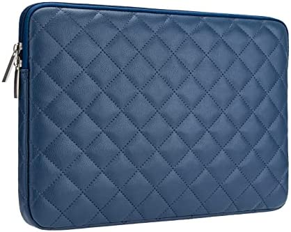 MicaYoung Custodia per Laptop 11 Pollici Antiurto Impermeabile Pelle PU Borsa Con Motivo a Diamante Compatibile con MacBook Air/ 12,3″ e la Maggior Parte dei Chromebook 11,6″, Blu Navy