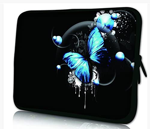 Funky Planet Borsa per Notebook da 15”- 15,6” Pollici con Custodia per Notebook e Custodia Protettiva (15 Blue Butterfly)