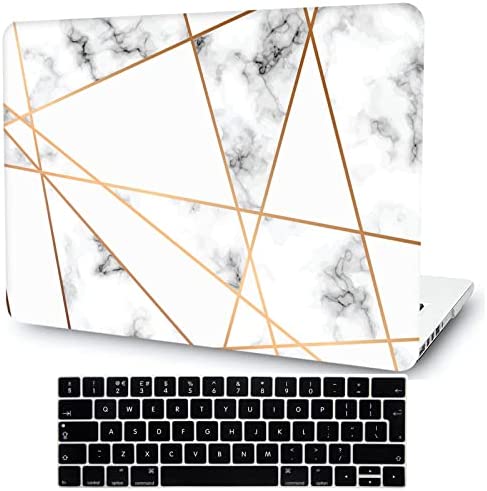 AMCJJ Custodia Rigida Compatibile con MacBook Pro 13 Pollici 2022 2021 2020 Release M1 A2338 M2/A2289/A2251 con Touch Bar e Touch ID,Plastica Case Cover & EU Tastiera Cover,Marmo Bianco Linea Oro