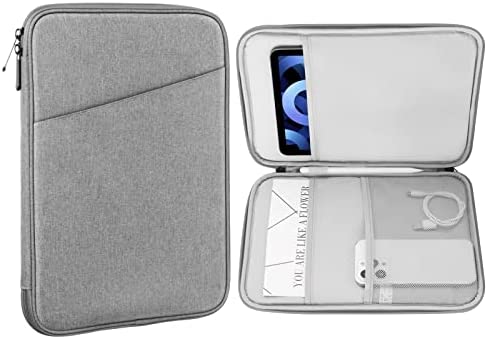 MoKo 9-11” Custodia Protettiva Compatibile con iPad 10a 10,9 2022/Air 5 10,9″ 2022, Galaxy Tab S8/A8/A7 2022, iPad PRO 11 M2 2022-2018, iPad 8a/7a 10,2/Air 4 10.9, Borsa Poliestere, Grigio Chiaro
