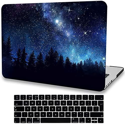 AMCJJ Custodia Rigida Compatibile con MacBook Pro 16 Pollici 2021 2022 Release A2485 M1 Pro/M1 Max Chip con Touch ID,Plastica Case Cover & EU Tastiera Cover, Cielo Notturno Della Foresta