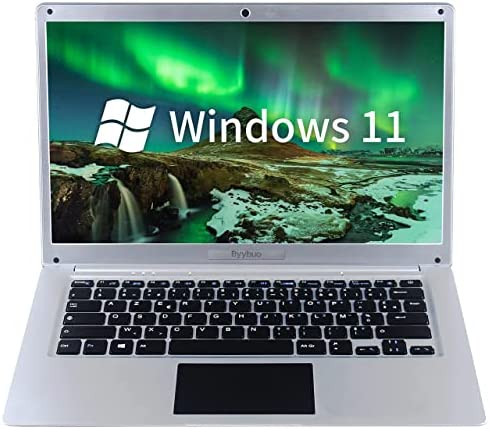 BYYBUO Laptop, 14 pollici FHD Display Laptop Windows 11 Home con processore Intel Celeron N3350, tastiera AZERTY Francia, 4+64GB RAM, 512GB SSD, portatile per viaggi