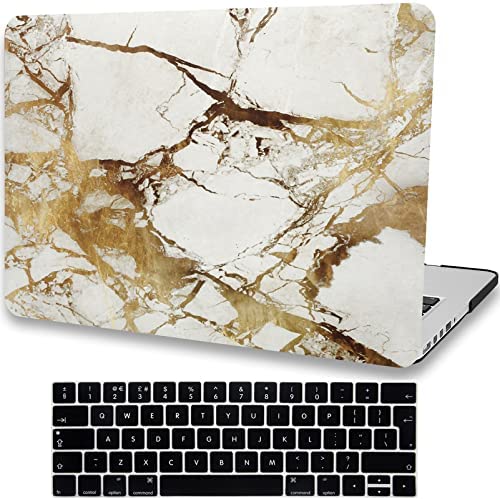 AMCJJ Custodia Rigida Compatibile con MacBook Pro 13 Pollici 2022 2021 2020 Release M1 A2338 M2/A2289/A2251 con Touch Bar e Touch ID,Plastica Case Cover & EU Tastiera Cover,Marmo D’Oro