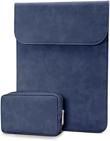 TECOOL Custodia PC Portatili 13-13,3 Pollici Pelle Borsa, Custodia per 2022 2012-2020 MacBook Air/Pro 13 M2 M1, 2021 2023 MacBook Pro 14 M2 M1, 13,5 Surface Laptop, Matebook D14 Sleeve-Blu Navy