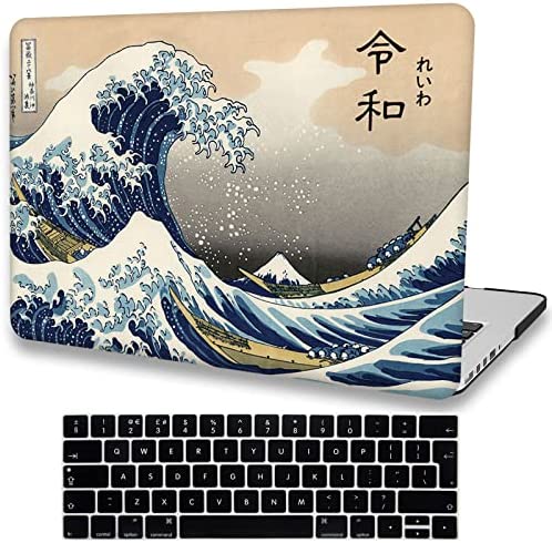 AMCJJ Custodia Rigida Compatibile con MacBook Pro 14 Pollici 2021 2022 Release A2442 M1 Pro/M1 Max Chip con Touch ID,Kanagawa Plastica Case Cover & EU Tastiera Cover, Onda del Giappone