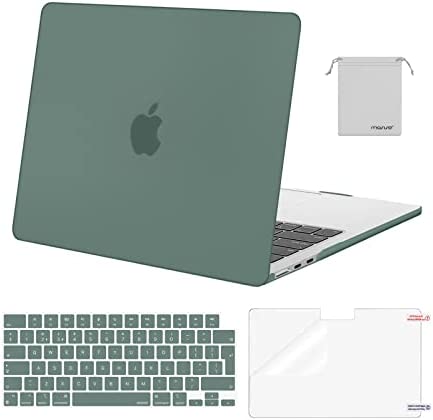 MOSISO Case Compatibile con MacBook Air 13,6 Pollici 2023 2022 M2 A2681 Chip con Liquid Retina Display Touch ID, Plastica Custodia Rigida & Tastiera Cover & Protezione Schermo & Borsa,Midnight Green