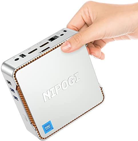 NiPoGi Mini PC Windows 11 Pro Intel Celeron N5105 2.9GHz, Mini Computer 16GB RAM 512GB M.2 SSD, Supporto PC 2.5″ SATA SSD, WiFi 2.4G/5G, BT4.2, Triplo display 4K, Piccolo PC ufficio/scuola/Pubblicità