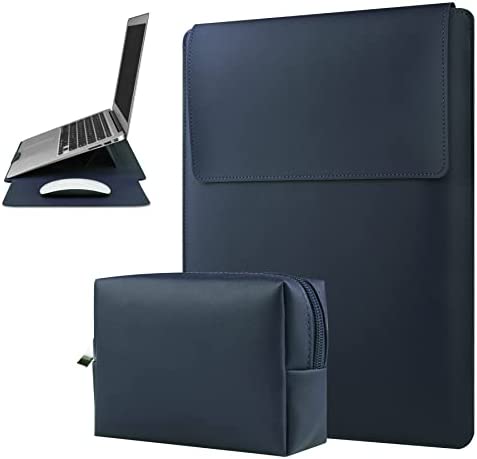 HoYiXi 15 16” Custodia in pelle Impermeabile con Supporto regolabile Compatibile con MacBook Pro 16 2021 & 2019 /15.4” MacBook Pro 15 (A1990 A1707 A1398) /15” Surface Laptop 3, Portatile Borsa blu
