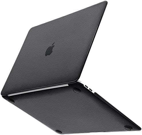 Gahwa Custodia Cover Texture in Fibra di Carbonio per Macbook Air 13″ M1 A2337 A2179 A1932 (2020 2019 2018) con Retina Display &Touch ID, Cover Plastica Rigid Protettivo Guscio Rigido Case, Nero