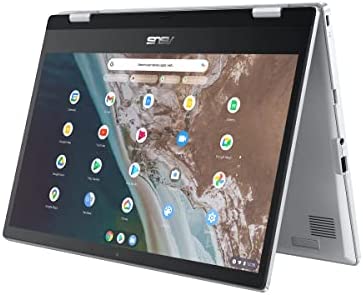 ASUS Chromebook Flip CX1400FKA, Notebook Convertibile 14″ Touchscreen Glossy, Intel Celeron N4500, RAM 4GB, 64GB eMMC, Intel UHD Graphics 600, ChromeOS, Argento