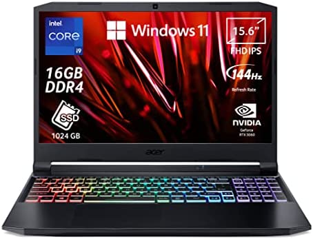 Acer Nitro 5 AN515-57-974Y Notebook Gaming, Processore Intel Core i9-11900H, Ram 16 GB DDR4, 1024 GB SSD, Display 15.6″ FHD IPS 144 Hz LED LCD, NVIDIA GeForce RTX 3060 6 GB, Windows 11 Home