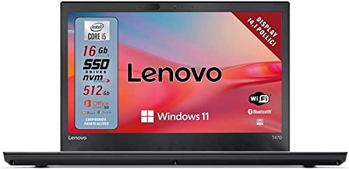 Lenovo, Pc portatile Intel Core i5 Pronto All’Uso con Pacchetto Office 2021, Notebook Con Display HD da 14″, Ram 16Gb, SSD 512Gb, Win 11 pro, Garanzia Italiana (Ricondizionato)
