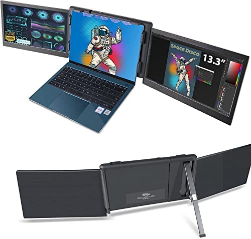 Teamgee Monitor portatile per computer portatile, 13,3″ Full HD 1080p IPS, doppio triplo monitor, compatibile con Mac Windows Android