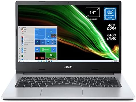 Acer Aspire 1 A114-33-C2TS PC Portatile, Notebook, Processore Intel Celeron N4500, Ram 4 GB DDR4, eMMC 64 GB, Display 14″ FHD, Scheda Grafica Intel UHD, Microsoft 365, Windows 10 Home in S mode