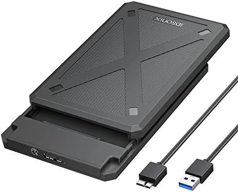 iDsonix Case HDD 2.5 Sata Usb 3.0, Case Hard Disk per SATA III 7mm/9.5mm SSD HDD, Supporto UASP & Tool Free Hard Disk Esterno Box Caso Nero