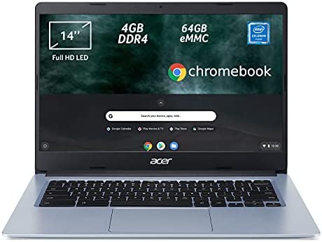 Acer Chromebook 314 CB314-1H-C0U7 Notebook, Pc Portatile con Processore Intel Celeron N4020, Ram 4 GB DDR4, eMMC 64 GB, Display 14″ Full HD LED LCD, Scheda Grafica Intel UHD, ChromeOS, Silver