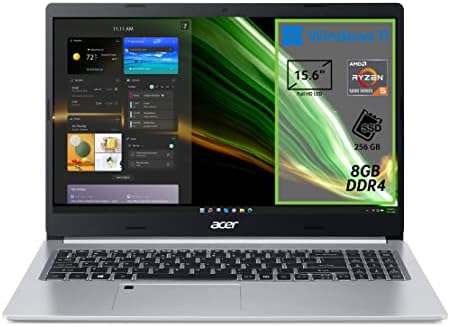 Acer Aspire 5 A515-45-R9EC PC Portatile, Notebook, Processore AMD Ryzen 5 5500U, RAM 8 GB DDR4, 256 GB PCIe NVMe SSD, Display 15.6″ FHD LED LCD, AMD Radeon, Windows 11 Home, Silver