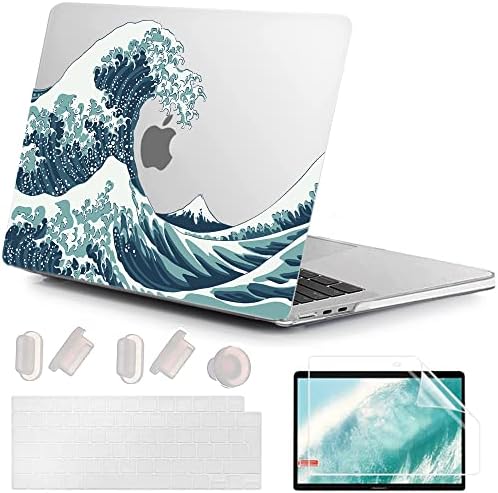 MUSHUI 4 in 1 Cover per Macbook Air M2 2022 Pubblicazione A2681 con Touch ID, Plastica Case Rigida & Tastiera Cover & Proteggi Schermo compatibile con Mac Air 13.6″, 4