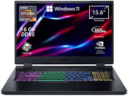 Acer Nitro 5 AN515-46-R3JR Notebook Gaming, Processore AMD Ryzen 9 6900HX, Ram 16 GB DDR5, 1024 GB PCIe SSD, Display 15.6″ FHD IPS 165 Hz LCD, NVIDIA GeForce RTX 3070 Ti 8 GB, Windows 11 Home