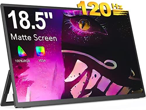 EVICIV Monitor Portatile 18,5 Pollici 120Hz, Portable Monitor Corpo in lega di alluminio Mini Schermo Portatile con Mini HDMI/Type-C per PC Laptop Telefono Switch Xbox PS4/5, Supporta VESA