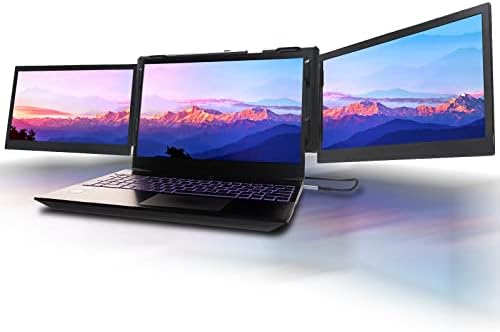 KEFEYA Monitor Portatile Triplo per Laptop, Monitor portatile per Computer Portatile, Estensione per Triplo Schermo da 13.3″ per Laptop FHD 1080p IPS, compatibile con 13”-16.5” Mac Windows Android