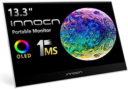 INNOCN Monitor Portatile OLED, 13.3 Pollici 1080P, 1ms, HDR, 100000:1, Color 100% Adobe RGB, with USB C & HDMI Cable, with Smart Stand, For PC/Raspberry/MacBook/Surface/Switch/XBOX/Playstation,13A1F