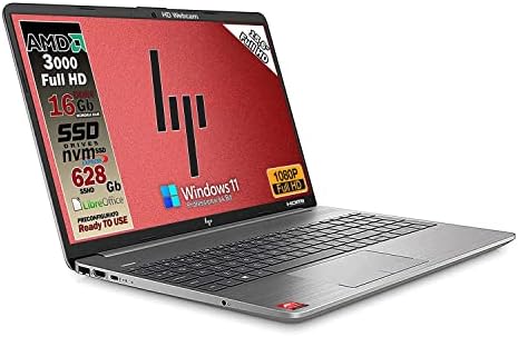 HP 255 G8 notebook portatile, ram 16 gb ddr4, sshd da 628 gb display fullhd 15.6″, amd 3020, Wi-fi, 3 usb, Win 11 pro, libre office, pronto all’uso