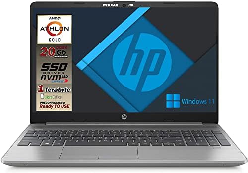 HP 255 G9 Silver Notebook Portatile, SSD M2 NVME 1TB, Display FullHD 15.6″, Amd A9 Gold 3150U fino a 3,3 GHz, RAM 20GB DDR4, Wi-fi, 3 usb, webcam HD, Win11 Pro, Pronto All’uso, Gar. It